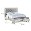 Pemberly Row California King Bed with 2 Drawer Bench and Mirror Inlay in Silver