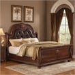 Pemberly Row King Bed w/ Floral Carved Details & Tufted Headboard in Dark Walnut