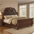 Pemberly Row King Bed w/ Floral Carved Details & Tufted Headboard in Dark Walnut