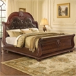 Pemberly Row King Bed w/ Floral Carved Details & Tufted Headboard in Dark Walnut