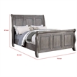 Pemberly Row California King Sleigh Bed with Tri Panel Molded Trim in Oak Gray