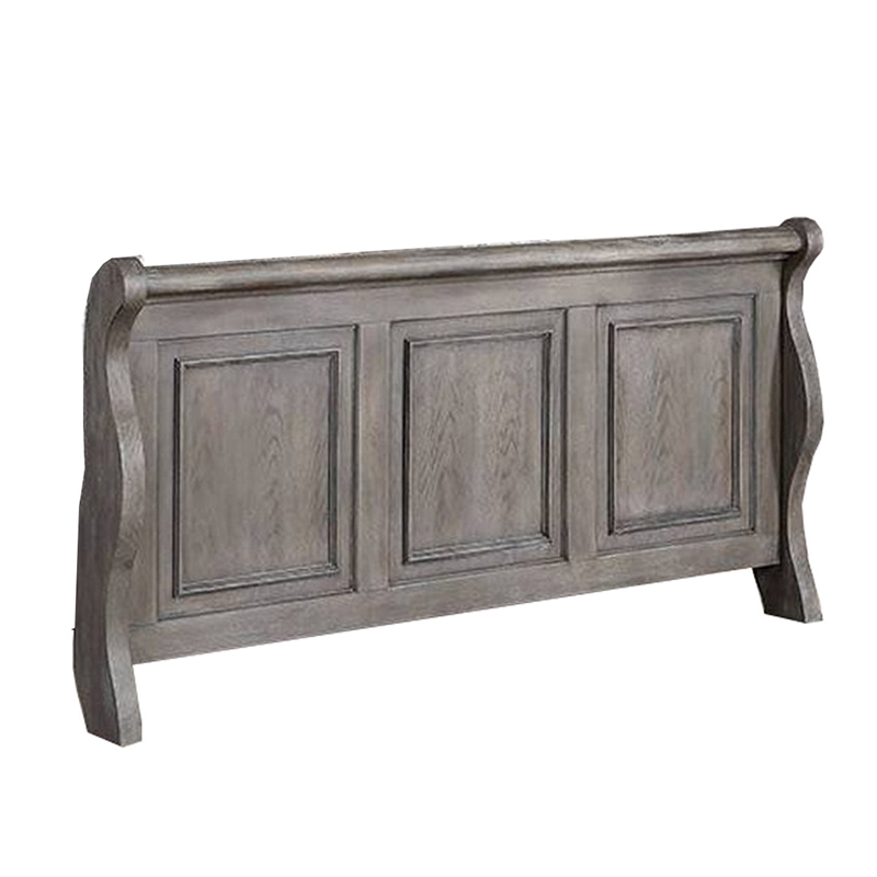 Pemberly Row California King Sleigh Bed with Tri Panel Molded Trim in Oak Gray