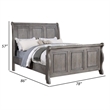Pemberly Row King Sleigh Bed with Tri Panel Molded Trim in Oak Gray