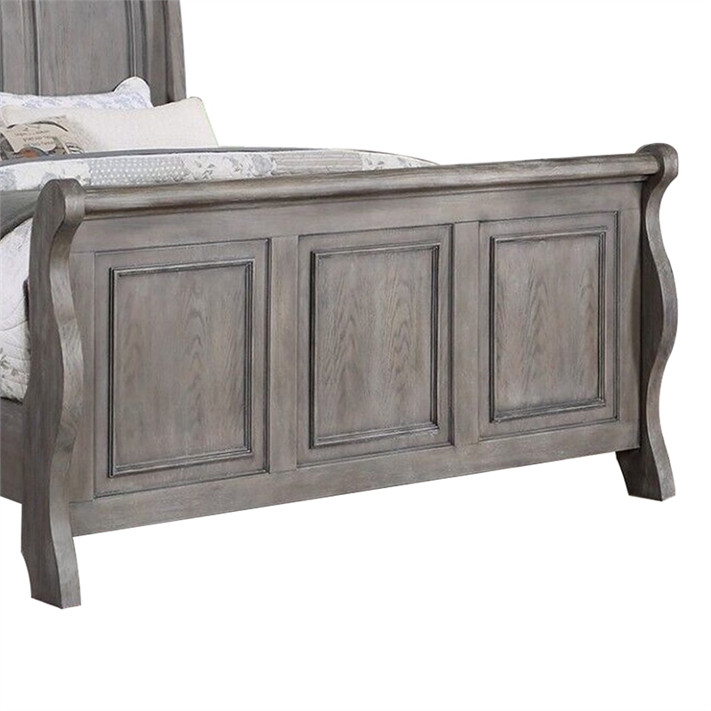 Pemberly Row King Sleigh Bed with Tri Panel Molded Trim in Oak Gray