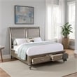 Pemberly Row Queen Storage Bed w/ Sleigh Headboard & 2 Drawers in Champagne Gold