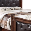 Pemberly Row King Bed with Tufted Faux Leather Headboard & Scroll Carvings