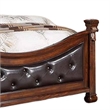Pemberly Row King Bed with Tufted Faux Leather Headboard & Scroll Carvings