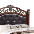 Pemberly Row King Bed with Tufted Faux Leather Headboard & Scroll Carvings