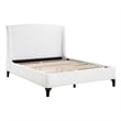 Pemberly Row Queen Bed with Curved Wingback Headboard in White Boucle Fabric