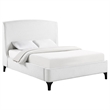 Pemberly Row King Bed with Curved Wingback Headboard in White Boucle Fabric