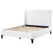 Pemberly Row King Bed with Curved Wingback Headboard in White Boucle Fabric