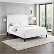 Pemberly Row King Bed with Curved Wingback Headboard in White Boucle Fabric