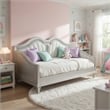 Pemberly Row Twin Daybed with Channel Tufted Back and Faux Diamond Trim in Ivory