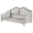 Pemberly Row Twin Daybed with Channel Tufted Back and Faux Diamond Trim in Ivory