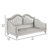 Pemberly Row Twin Daybed with Channel Tufted Back and Faux Diamond Trim in Ivory