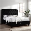 Pemberly Row King Bed with Tufted Headboard and Nailhead Trim in Black