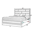 Pemberly Row King Bed with Geometric Panel Headboard and Tapered Legs in White