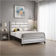 Pemberly Row Twin Bed with Geometric Panel Headboard and Tapered Legs in White