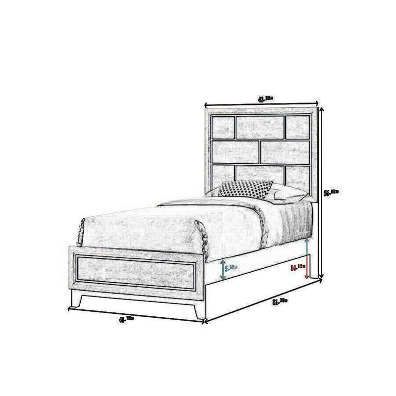Pemberly Row Twin Bed with Geometric Panel Headboard and Tapered Legs in White