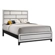Pemberly Row Twin Bed with Geometric Panel Headboard and Tapered Legs in White