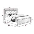 Pemberly Row Queen Bed with Mirror Panels and Tufted Gray Fabric Upholstery