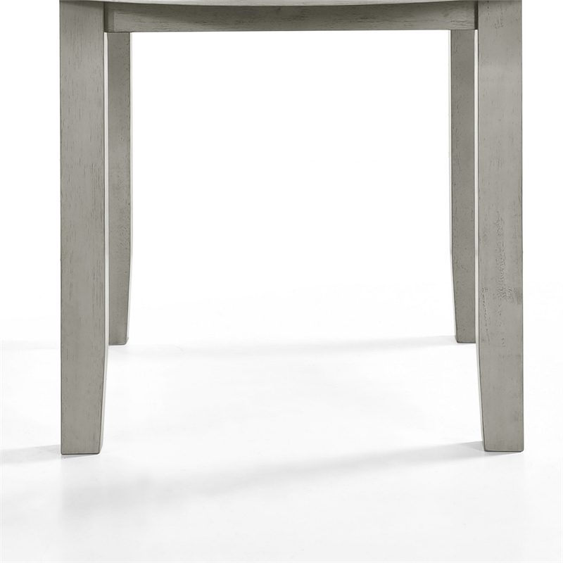 Pemberly Row 47 Inch Round Rubberwood Dining Table with Block Legs in Gray