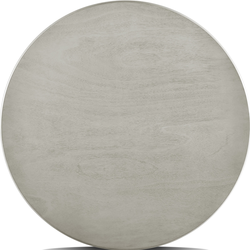 Pemberly Row 47 Inch Round Rubberwood Dining Table with Block Legs in Gray