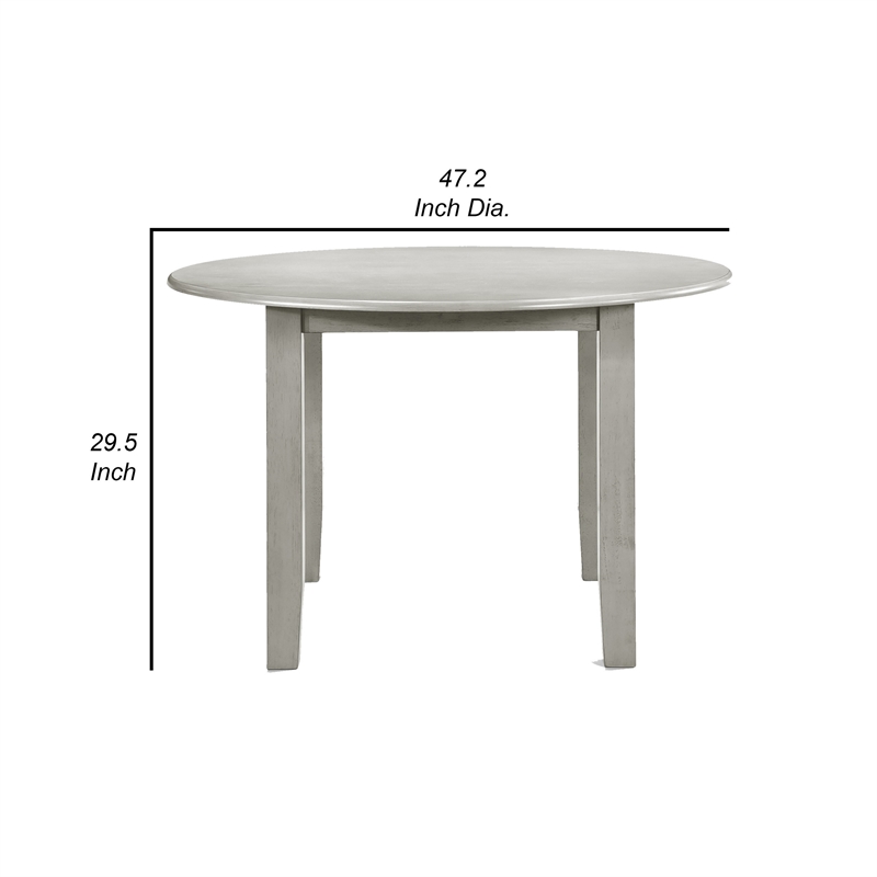 Pemberly Row 47 Inch Round Rubberwood Dining Table with Block Legs in Gray