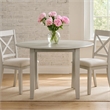 Pemberly Row 47 Inch Round Rubberwood Dining Table with Block Legs in Gray