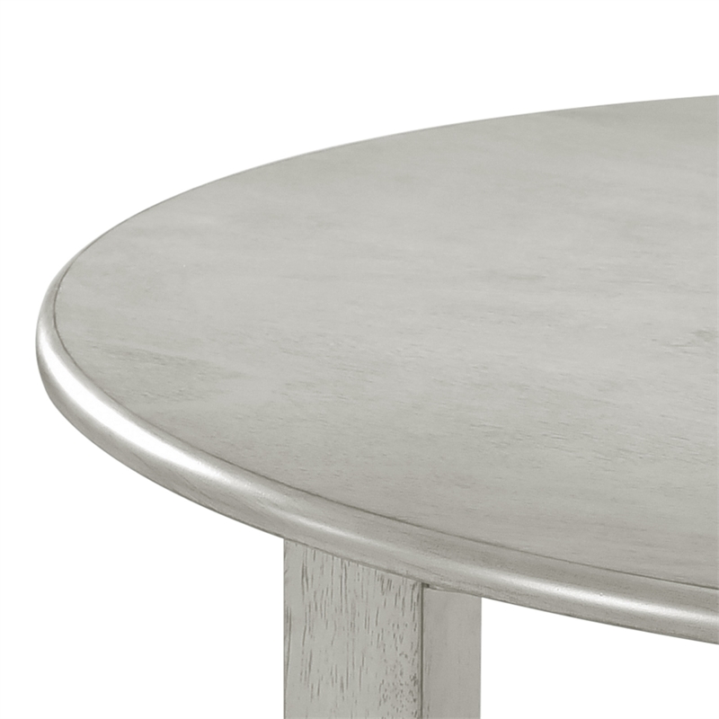 Pemberly Row 47 Inch Round Rubberwood Dining Table with Block Legs in Gray