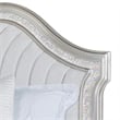 Pemberly Row Queen Bed w/ Tufted Double Arched Headboard & Acrylic Trim - Silver