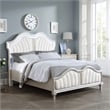 Pemberly Row Queen Bed w/ Tufted Double Arched Headboard & Acrylic Trim - Silver