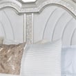 Pemberly Row Queen Bed w/ Tufted Double Arched Headboard & Acrylic Trim - Silver