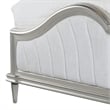 Pemberly Row Queen Bed w/ Tufted Double Arched Headboard & Acrylic Trim - Silver