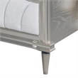 Pemberly Row King Bed w/ Tufted Double Arched Headboard & Acrylic Trim in Silver