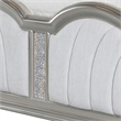 Pemberly Row King Bed w/ Tufted Double Arched Headboard & Acrylic Trim in Silver