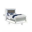 Pemberly Row Queen Panel Bed with LED Headboard & Faux Leather Tufting in Silver