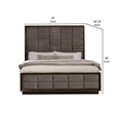 Pemberly Row California King Bed with Grid Tufted Tall Panel Headboard in Taupe