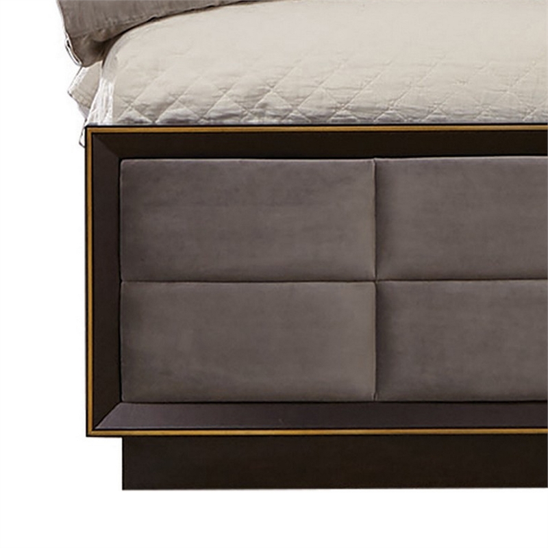 Pemberly Row California King Bed with Grid Tufted Tall Panel Headboard in Taupe
