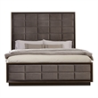 Pemberly Row California King Bed with Grid Tufted Tall Panel Headboard in Taupe