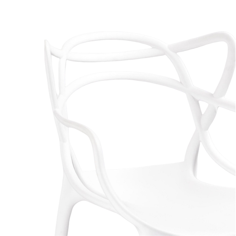 Pemberly Row 4Pc Polypropylene Armchairs w/ Curved Seat & Open Backrest in White