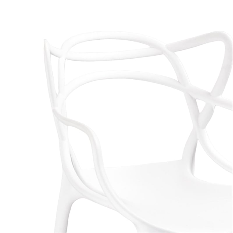 Pemberly Row 4Pc Polypropylene Armchairs w/ Curved Seat & Open Backrest in White