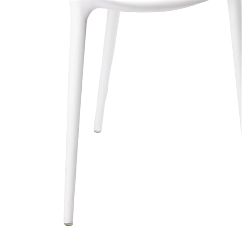 Pemberly Row 4Pc Polypropylene Armchairs w/ Curved Seat & Open Backrest in White