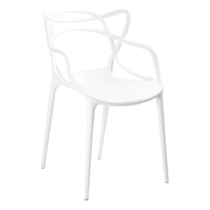 Pemberly Row 4Pc Polypropylene Armchairs w/ Curved Seat & Open Backrest in White