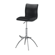 Pemberly Row Set of 2 Adjustable Height Swivel Barstools in Black Faux Leather