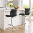 Pemberly Row Set of 2 Adjustable Height Swivel Barstools in Black Faux Leather