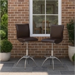 Pemberly Row Set of 2 Adjustable Height Swivel Barstools in Brown Faux Leather