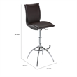 Pemberly Row Set of 2 Adjustable Height Swivel Barstools in Brown Faux Leather