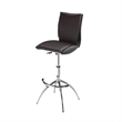 Pemberly Row Set of 2 Adjustable Height Swivel Barstools in Brown Faux Leather