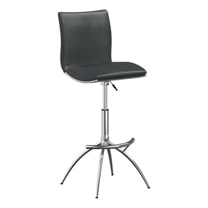 Pemberly Row Set of 2 Adjustable Height Swivel Barstools in Gray Faux Leather